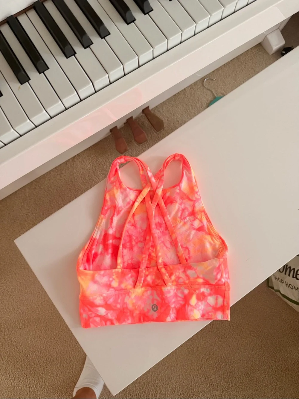 lululemon athletica Neon Pink & Orange Tie-Dye Strappy Sports Bra Size 4